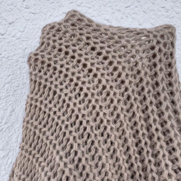 New Open Front Duster Cardigan Oversized Pointelle Drop Shoulder Khaki Knit Cozy - Picture 5 of 16